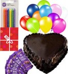 Order Online Midnight 1Kg Heart Shaped Chocolate Truffle Cake n Chocolate Gifts Combo Delivery in Hooghly Sameday Lowcost