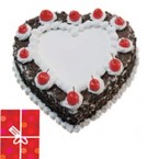 Order Online Midnight 1Kg Black Forest Heart Shape Cake  Delivery in Hooghly Sameday Lowcost