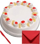 send Eggless 1Kg Pineapple Cake with Card delivery