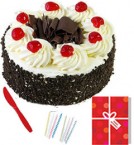 send Half Kg Eggless black Forest Cake n Greeting Card For Any Occasion  delivery