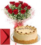 send 1Kg Eggless Butterscotch Cake n Red Roses delivery