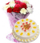 send 1Kg Butterscotch Cake with Carnations Bouquet delivery