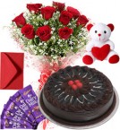 send Chocolate Cake Roses Bouquet Teddy N Chocolate delivery
