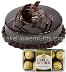 send 1Kg Chocolate Cake 16 Ferrero Rocher Chocolate Gift delivery