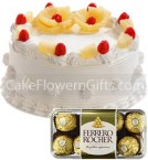 send 1Kg Pineapple Cake 16 Ferrero Rocher Chocolate Gift delivery