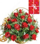 send 25 Red Roses Basket n Greeting Card  delivery