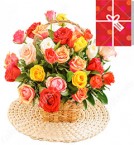 send 35 Mix Roses Basket delivery