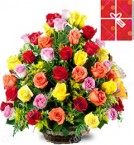 send 50 Mix Roses Basket delivery