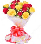 send  Yellow Red Roses Flower Bouquet delivery