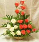 send Designer Bouquet of White n Orange Roses delivery