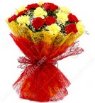 send 15 Red n Yellow Carnations Bouquet delivery