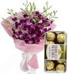 send orchids bouquet with ferrero rocher chocolate delivery