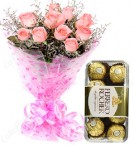send Mix Roses Bouquet n Ferrero Rocher Chocolate delivery