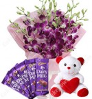 send Gifts of Orchids Bouquets n chocolate n Teddy Bear delivery
