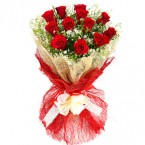 send Red Roses with Jute Wrapping Roses Bouquet delivery
