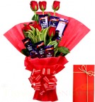 send Greeting Card Rose N Chocolate Bouquet delivery