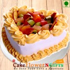 send Half kg Fruit Heart Shape Eggless Cake delivery