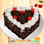 send 1Kg Heart Shape Black Forest Cake delivery