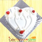 send 1Kg Eggless heart shaped vanilla cake delivery