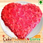 send 1 kg Eggless Heart Shaped Rose Chocolate Cake delivery