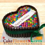send 1Kg KitKat Gems Chocolate Heart Shaped Cake delivery