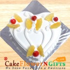 send Half Kg Heart Shape Pineapple Cake delivery
