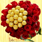send Red Ferrero Rocher Chocolates n Red Roses Bouquet delivery