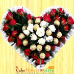 send Heart Shape Roses Ferrero Rocher Chocolate Bouquet delivery