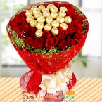 send big flower n ferrero rocher chocolate bouquet delivery