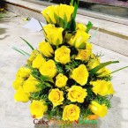 send yellow roses flower basket delivery
