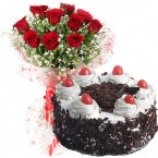 send Red Roses Bunch and 500gms Black Forest Cake delivery
