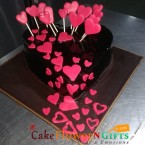 send 2kg designer love heart chocolate cake delivery