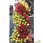 send 100 red yellow  roses premium arrangement delivery