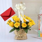 send 15 yellow roses basket delivery