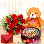 send half kg kitkat games cake roses bouquet teddy delivery