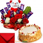 send 1kg butterscotch cake cake n teddy roses chocolate combo gifts delivery