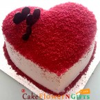 send half kg eggless heart shape benevolent red velvet cake delivery