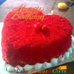 send 1kg heart shape red relvet cake delivery