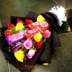 send 12 mix roses kitkat silk dairy milk chocolate bouquet 1 delivery