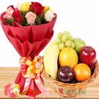 send 3kg fresh fruit basket n 10 mix roses delivery