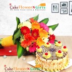 send half kg eggless butterscotch cake n 12 mixed gerberas delivery