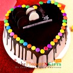 send half kg eggless chocolate truffle gems heart shape cake delivery