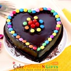 send 1kg chocolate truffle gems cake heart shape delivery