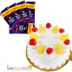 send Half Kg Pineapple Cake n Chocolate Starter delivery