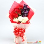 send 4 red 4 white roses 4 dairy milk bouquet delivery