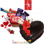 send 1Kg Heart Shaped Chocolate Cake Chocolate Teddy for Any Occasion delivery