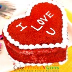 send 1kg eggless lovely red velvet heart shape cake delivery