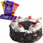 send half kg black forest cake with chocolate combo delivery