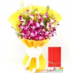 send 10 orchid bouquet and greeting card delivery