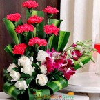send true feelings-carnation roses orchid flower bouquet delivery